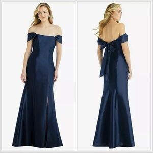 ALFRED SUNG Strapless Navy Gown
